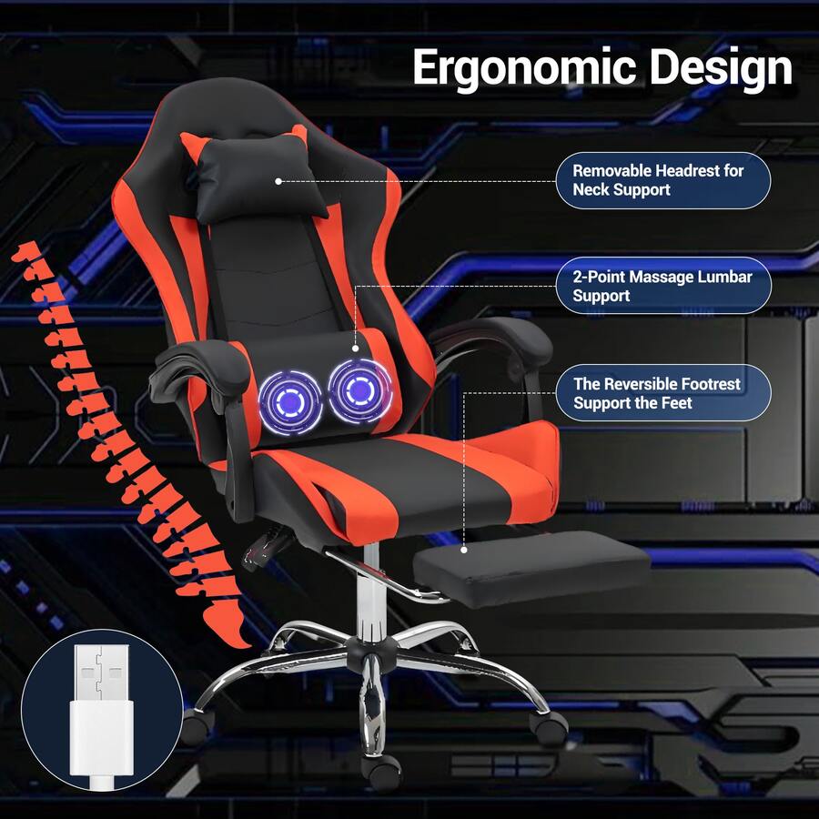 Gaming Chair With Massage Lumb - Video Games recension och pris